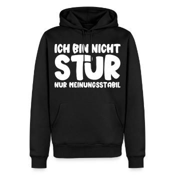 Ich bin nicht stur nur meinungsstabil - Männer Premium Bio Hoodie - Schwarz - Vorne - Nico (187cm)