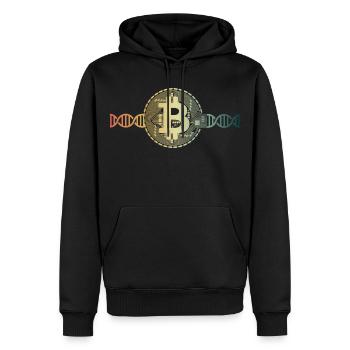 Bitcoin im Blut Kryptowährungs DNA DNS - Männer Premium Bio Hoodie - Schwarz - Vorne - Nico (187cm)