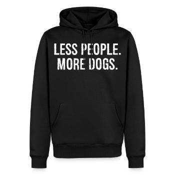 less people more dogs funny shirt - Sweat à capuche Premium bio Homme - noir - Devant - Nico (187cm)
