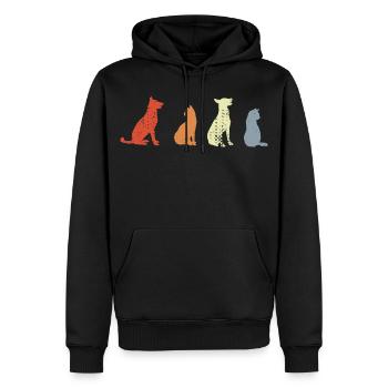 Vintage Katzen und Hunde - Männer Premium Bio Hoodie - Schwarz - Vorne - Nico (187cm)