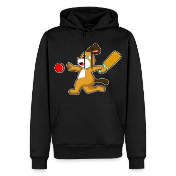 Chien Cricket Cricket Batte - Sweat à capuche Premium bio Homme - noir - Devant - Nico (187cm)