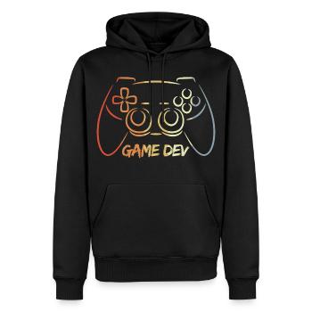 Développeur de jeux - Sweat à capuche Premium bio Homme - noir - Devant - Nico (187cm)