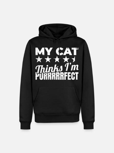 Mon chat me trouve ronronnant - Sweat à capuche Premium bio Homme - noir