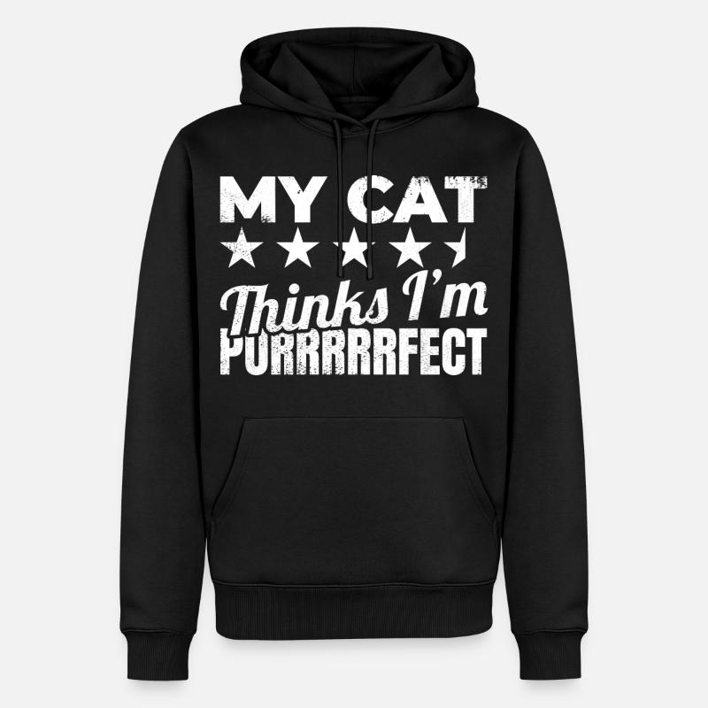 Mon chat me trouve ronronnant - Sweat à capuche Premium bio Homme - noir