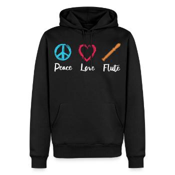 Flûte d’amour de paix - Sweat à capuche Premium bio Homme - noir - Devant - Nico (187cm)