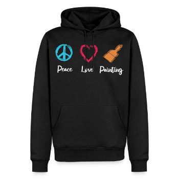 Frieden Liebe Malen - Männer Premium Bio Hoodie - Schwarz - Vorne - Nico (187cm)