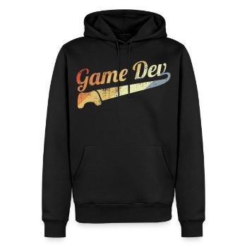 Développeur de jeux vintage - Sweat à capuche Premium bio Homme - noir - Devant - Nico (187cm)