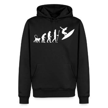 Evolution of surfing - Men’s Premium Organic Hoodie - black - Front - Nico (187cm)