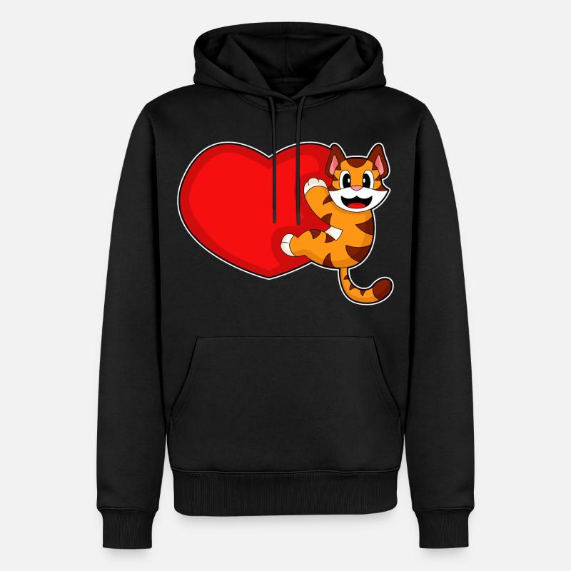 Tiger Herz - Männer Premium Bio Hoodie - Schwarz