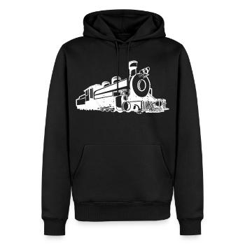 Dampflokomotive Skizze - Männer Premium Bio Hoodie - Schwarz - Vorne - Nico (187cm)