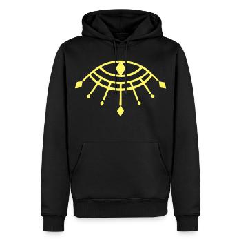 Gelbes Auge des Horus - Männer Premium Bio Hoodie - Schwarz - Vorne - Nico (187cm)