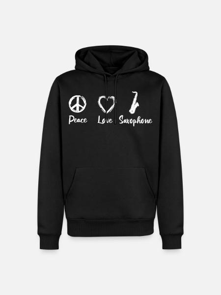 Peace Love Saxophones - Men’s Premium Organic Hoodie - black