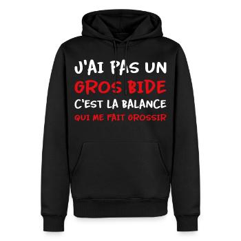 J’ai pas un gros bide la balance qui fait grossir - Sweat à capuche Premium bio Homme - noir - Devant - Nico (187cm)