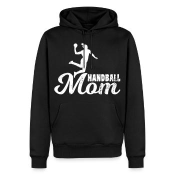Maman handball - Sweat à capuche Premium bio Homme - noir - Devant - Nico (187cm)