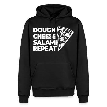 Dough Cheese Salami Again - Men’s Premium Organic Hoodie - black - Front - Nico (187cm)