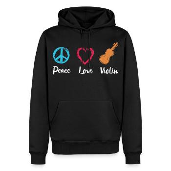 Paix Amour Violon - Sweat à capuche Premium bio Homme - noir - Devant - Nico (187cm)