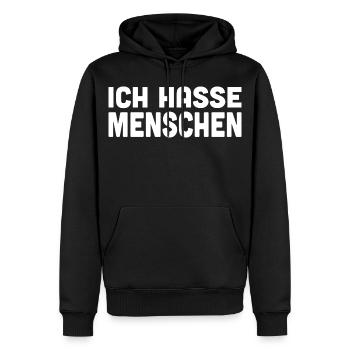 Gesellschaftskritik Humor Design - Männer Premium Bio Hoodie - Schwarz - Vorne - Nico (187cm)