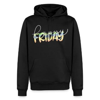 Happy Friday Lettrage Enfin Week-end Temps libre - Sweat à capuche Premium bio Homme - noir - Devant - Nico (187cm)