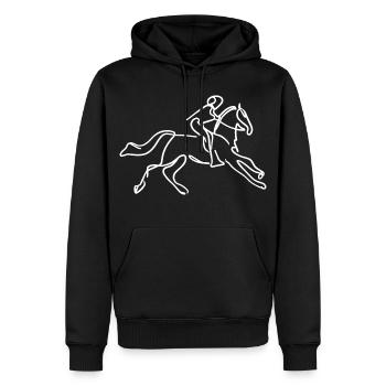 Reiten Zeichnung - Männer Premium Bio Hoodie - Schwarz - Vorne - Nico (187cm)