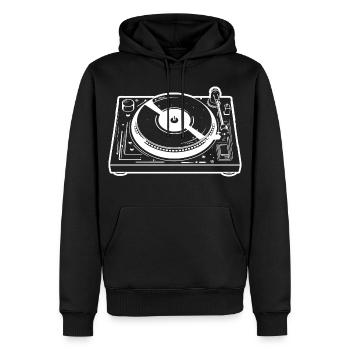 DJ Turntable - Männer Premium Bio Hoodie - Schwarz - Vorne - Nico (187cm)