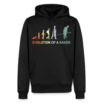 Évolution de Vintage Baker - Sweat à capuche Premium bio Homme - noir - Devant - Nico (187cm)