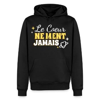 Le coeur ne ment jamais - Sweat à capuche Premium bio Homme - noir - Devant - Nico (187cm)