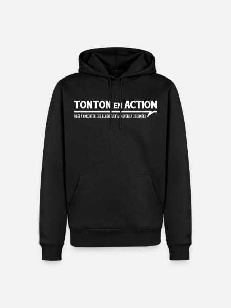 TONTON en ACTION - Sweat à capuche Premium bio Homme - noir