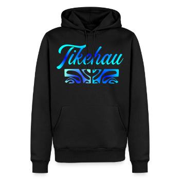 TIKEHAU (bleu lagon) - Sweat à capuche Premium bio Homme - noir - Devant - Nico (187cm)