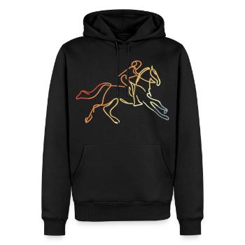 Reiter Vintage Look - Männer Premium Bio Hoodie - Schwarz - Vorne - Nico (187cm)