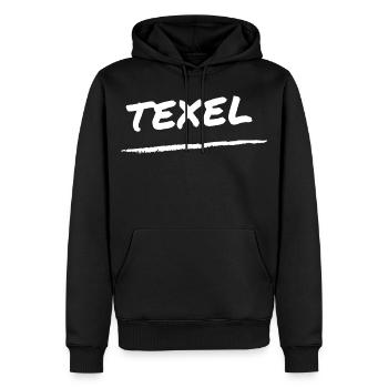 Texel Schriftzug - Männer Premium Bio Hoodie - Schwarz - Vorne - Nico (187cm)
