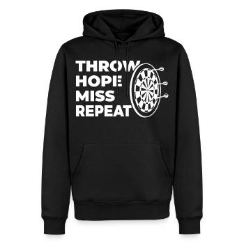 throwing, hoping, missing, repeating - Men’s Premium Organic Hoodie - black - Front - Nico (187cm)