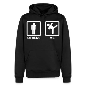 Figurine bâton de karaté - Sweat à capuche Premium bio Homme - noir - Devant - Nico (187cm)