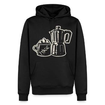 Coffee Hike - Mountain Espresso [White] - Men’s Premium Organic Hoodie - black - Front - Nico (187cm)