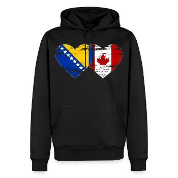Coeur de drapeau de la Bosnie et du Canada utilisé - Sweat à capuche Premium bio Homme - noir - Devant - Nico (187cm)