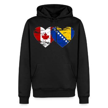 Canada Bosnie drapeau coeur utilisé - Sweat à capuche Premium bio Homme - noir - Devant - Nico (187cm)