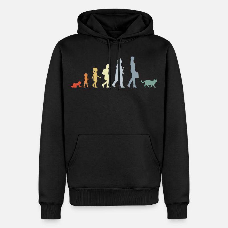 Evolution eines Katzenliebhabers - Männer Premium Bio Hoodie - Schwarz
