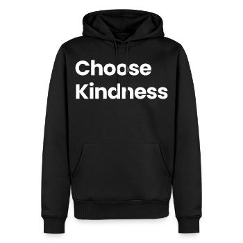 Choisir. Bonté - Sweat à capuche Premium bio Homme - noir - Devant - Nico (187cm)