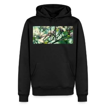 Magnolie Vintage Design - Männer Premium Bio Hoodie - Schwarz - Vorne - Nico (187cm)