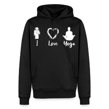 I Love Yoga - Männer Premium Bio Hoodie - Schwarz - Vorne - Nico (187cm)