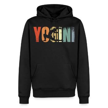 Yogini Vintage Look - Männer Premium Bio Hoodie - Schwarz - Vorne - Nico (187cm)