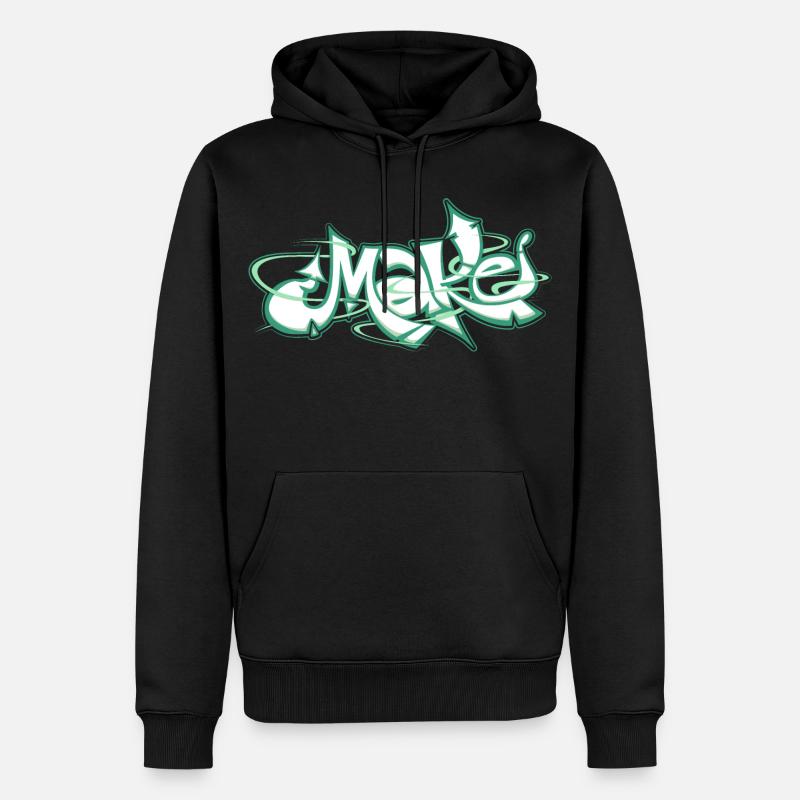 Grünes Wort machen Graffiti - Männer Premium Bio Hoodie - Schwarz