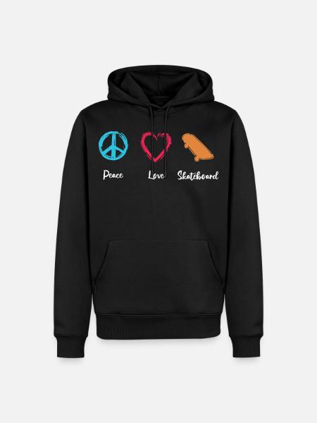 Peace Love Skateboard - Men’s Premium Organic Hoodie - black