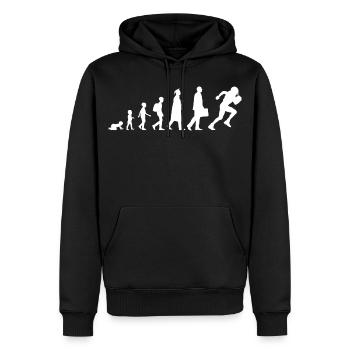 De l’enfant au joueur de football - Sweat à capuche Premium bio Homme - noir - Devant - Nico (187cm)