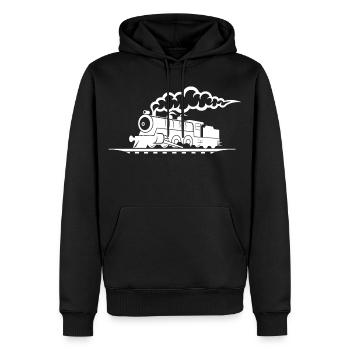 Dessin de chemin de fer - Sweat à capuche Premium bio Homme - noir - Devant - Nico (187cm)