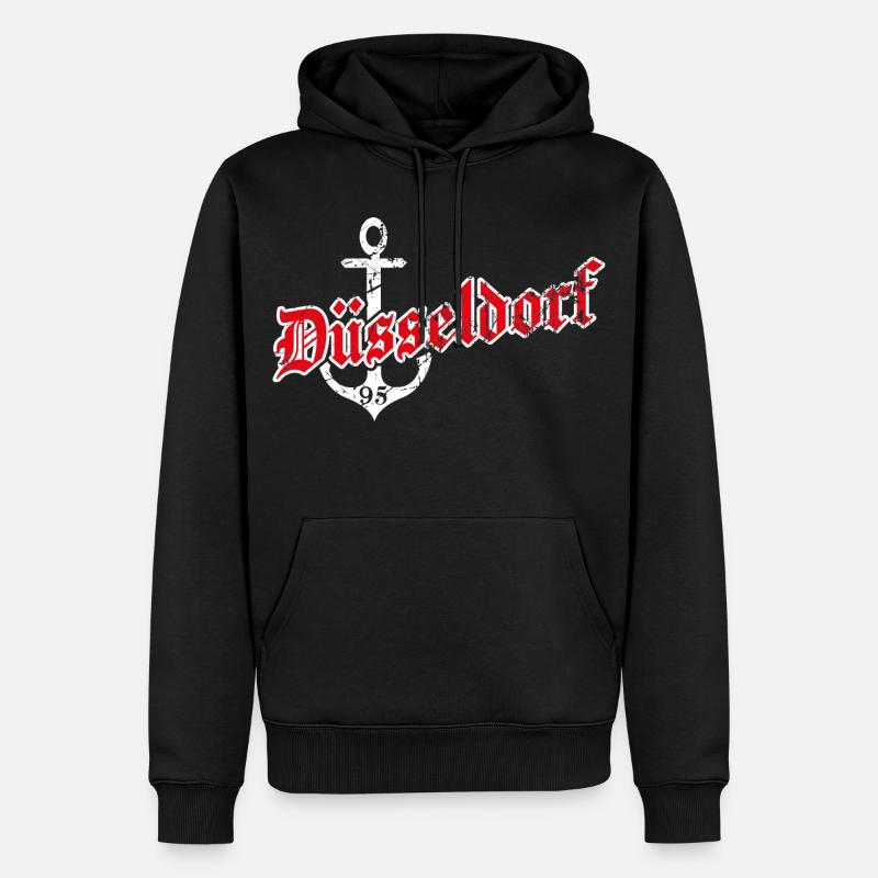 Düsseldorf mit Anker - Männer Premium Bio Hoodie - Schwarz