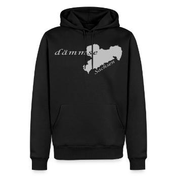 Dämmse - Sächsisch - Heiß - Schwül - Männer Premium Bio Hoodie - Schwarz - Vorne - Nico (187cm)