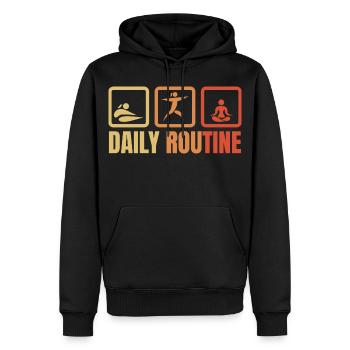 Tägliche Yoga Routine - Männer Premium Bio Hoodie - Schwarz - Vorne - Nico (187cm)