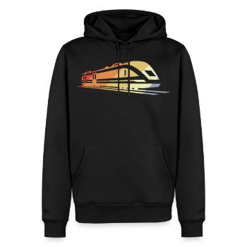 Train Croquis Vintage - Sweat à capuche Premium bio Homme - noir - Devant - Nico (187cm)