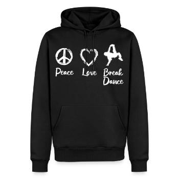 Peace Love Break Dance - Männer Premium Bio Hoodie - Schwarz - Vorne - Nico (187cm)