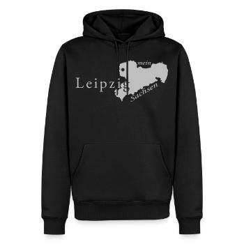 Leipzig - Mein Sachsen - Heimatstadt - Männer Premium Bio Hoodie - Schwarz - Vorne - Nico (187cm)
